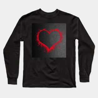 Red Heart Splatter on Black Background Graphic Designed Valentine's Day Gifts Long Sleeve T-Shirt